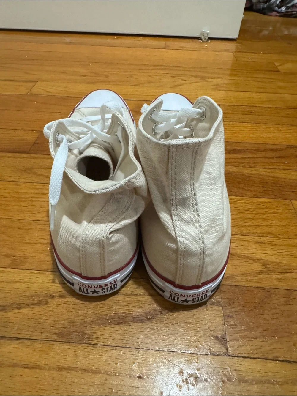Converse High Top Sneakers Cream with White and Red Trim - Picture 4 of 5